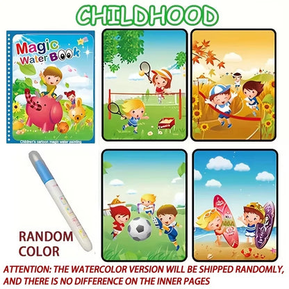 Magical Book Water Drawing Montessori Toys Reusable Coloring Book Magic Water Drawing Book Sensory Early Education for Childr
