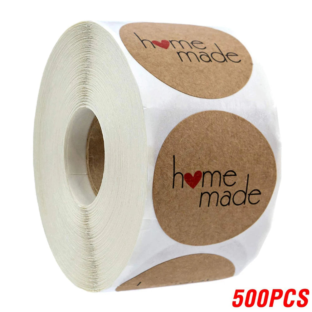 100-500pcs Vintage Kraft Paper Stickers Scrapbook Gift Stationery Label Stickers Handmade With Love Thank You For The Sticker