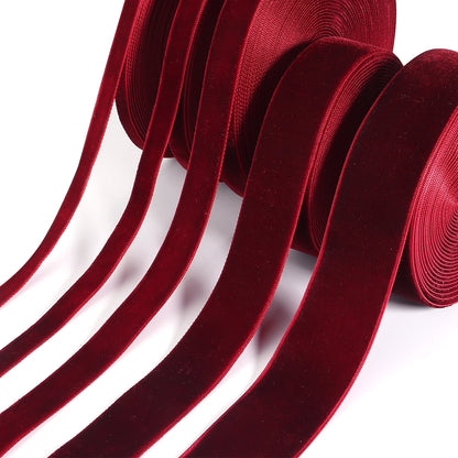 5/10 yards Wine Red Flocking Webbing Single Face Velvet Ribbons for DIY Clothing Handmade Gift Packaging Decorative Accessori