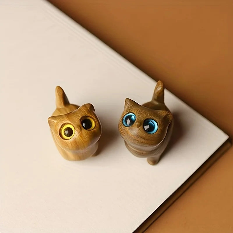 Charming Wooden Kitten Figurine - Handcrafted Cat Decor For Home, Perfect Gift Idea Cat Figurine Cat Accessories
