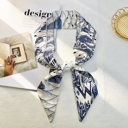 Super Beautiful Scarf 26 Letters Silk Scarf Headband Jungle Alphabet Print Bag Streamer Women Fashion Brand Design Silk Scarf