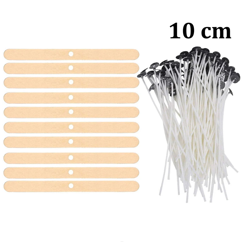 Smokeless Candle Wicks 2.6-20cm Pre-Waxed Cotton Core Wicks with Metal Sustainer Tabs DIY Handmade Candle Making Tools - 110 