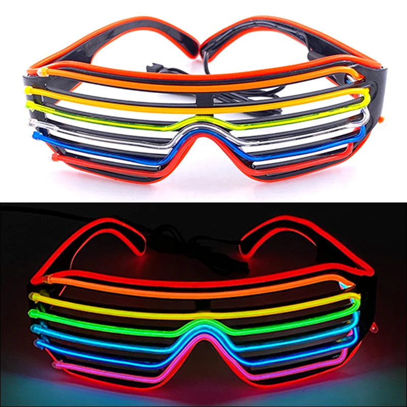 1PC Light Up LED Glasses Glow Sunglasses EL Wire Neon Glasses Glow in The Dark Party Supplies Neon Party Favors for Adults - 