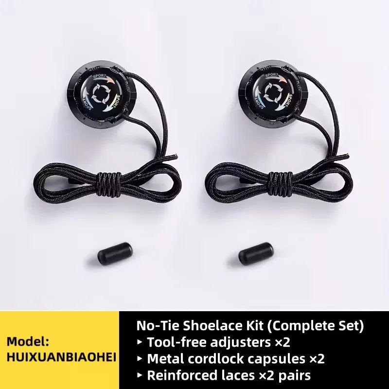 1 Pair No-Tie Shoe Locks - Rotating Buckles for Sports and Outdoor Shoes - Unisex Quick-Adjust Design - Pre-Installed - 6pcs 