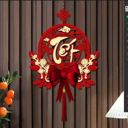 2026 Lunar New Year Decorations - Traditional Tet Festival Hanging Ornaments with Tassels, Asian Spring Festival Home Decor G