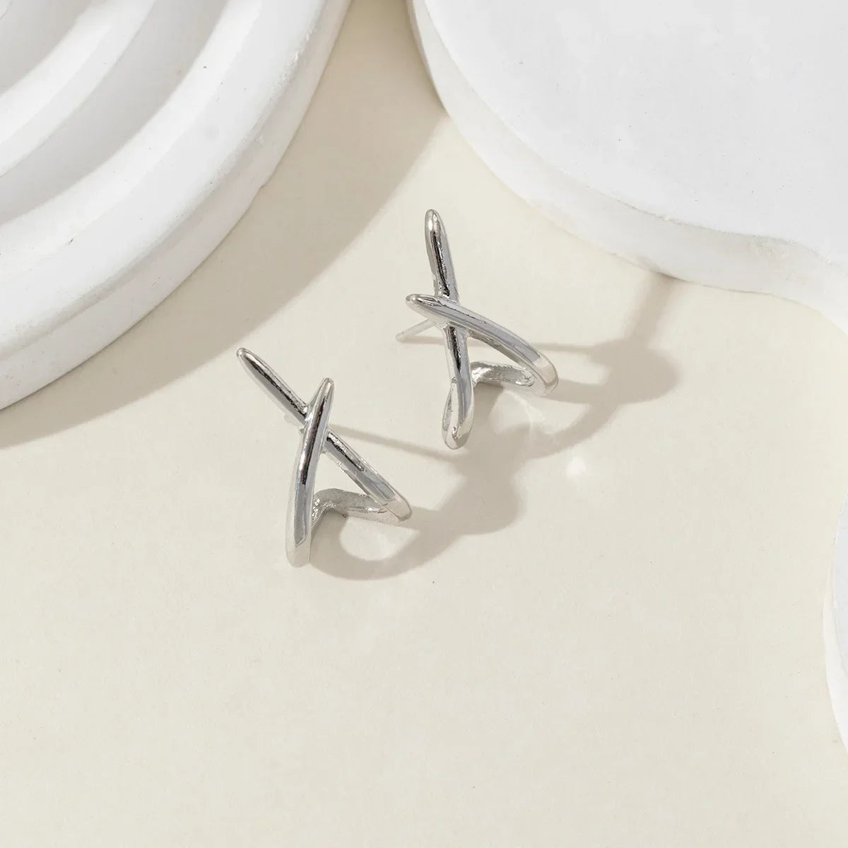 LATS Trendy Gold Color Cross Stud Earrings for Women Dainty Simple Minimalist Earring Fashion Jewelry Party Gifts