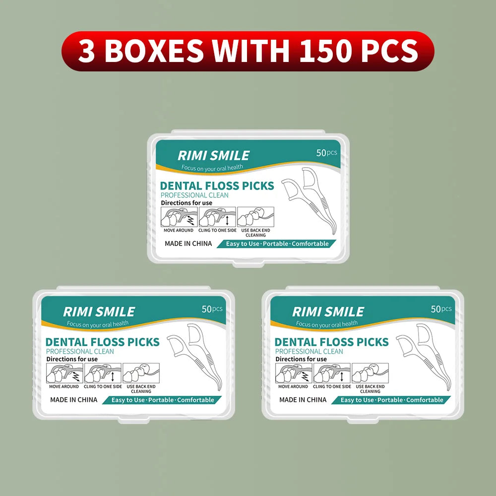 50/150/300/600/1000 PCS Dental Floss Sticks Oral Care Tools - 3 boxes with 150PCS