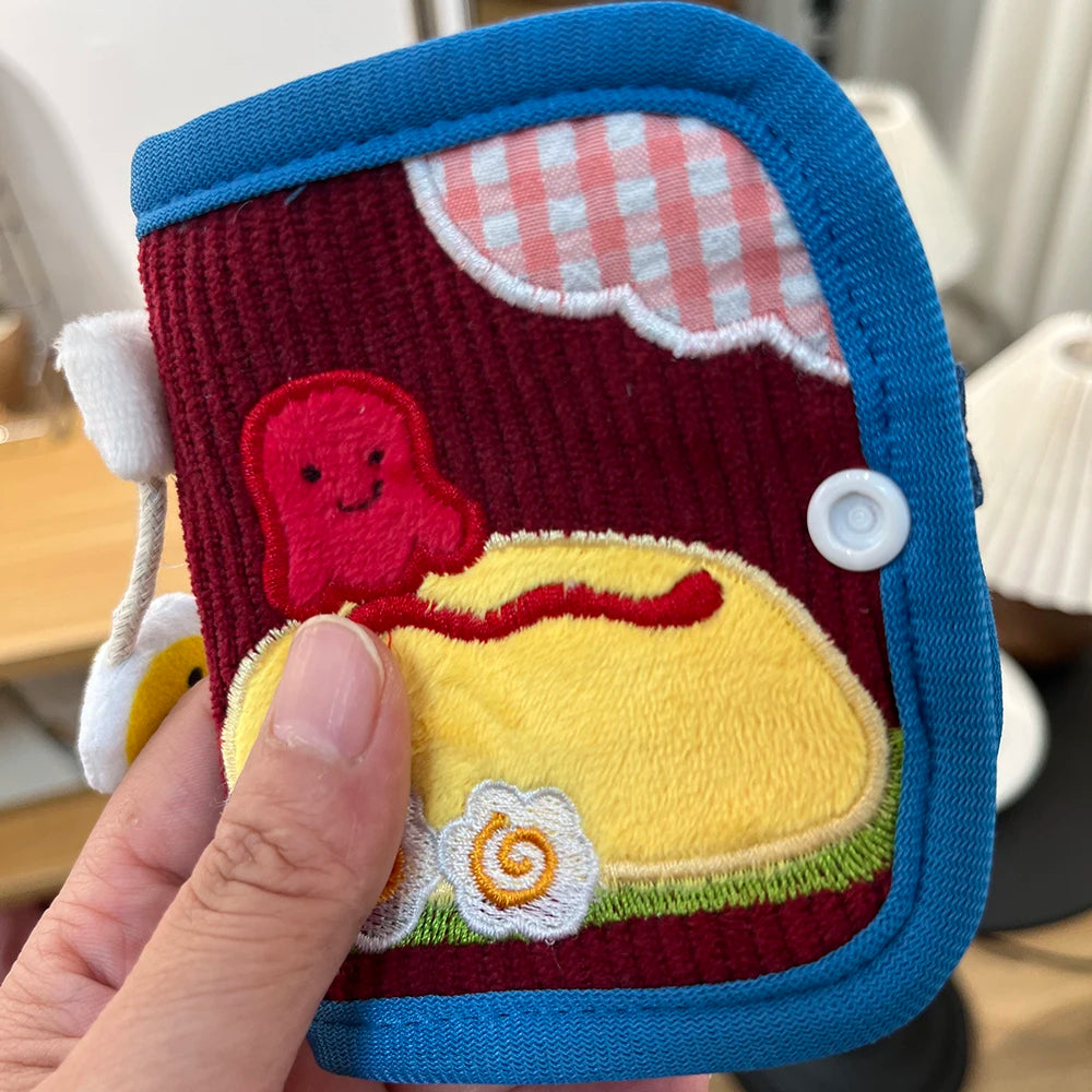 New Arrival Cute Canvas Wallet Short Zipper Wallets for Woman Purse Small Fold Denim Corduroy Card Holders Coin Purse Cartoon