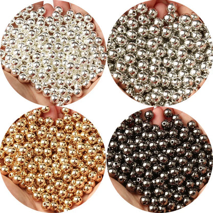 3/4/6/8/10/12mm Round Spacer Beads CCB Gold Silver Color Smooth Loose Ball Beads for Bracelet DIY Jewelry Making Accessories