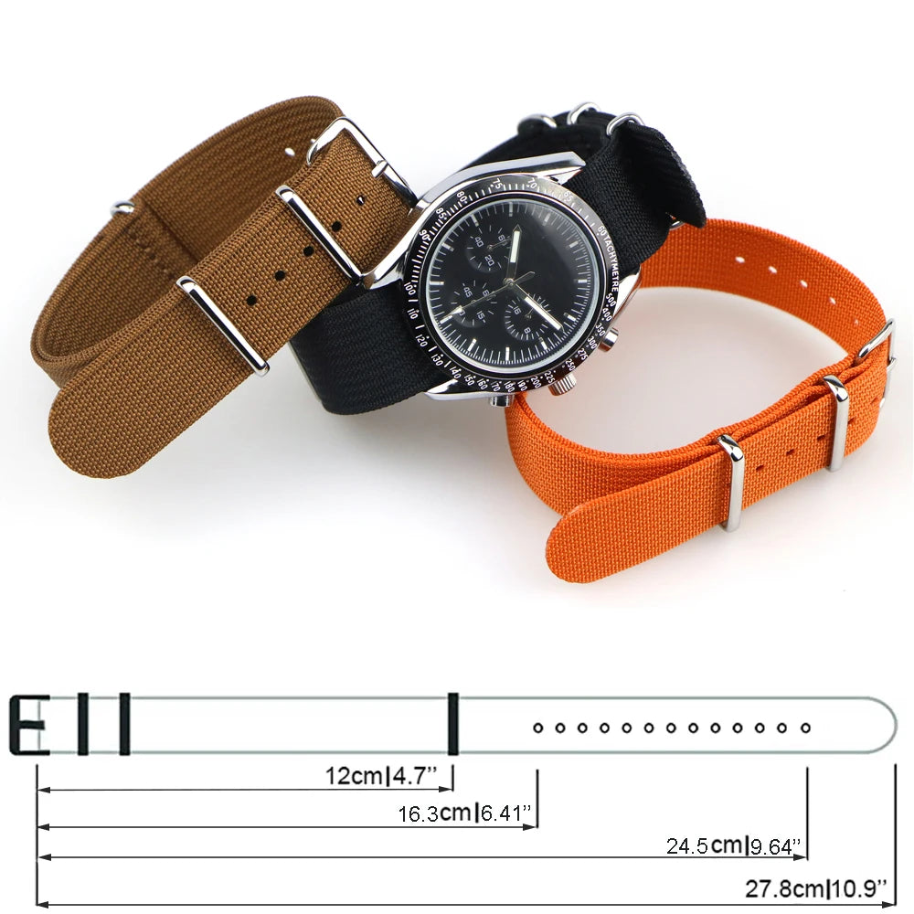 Ribbed Watch Strap 18mm 19mm 20mm 22mm 24mm Nylon Watch Straps Braid Ballistic Fabric Watchband Accessories for Military Band