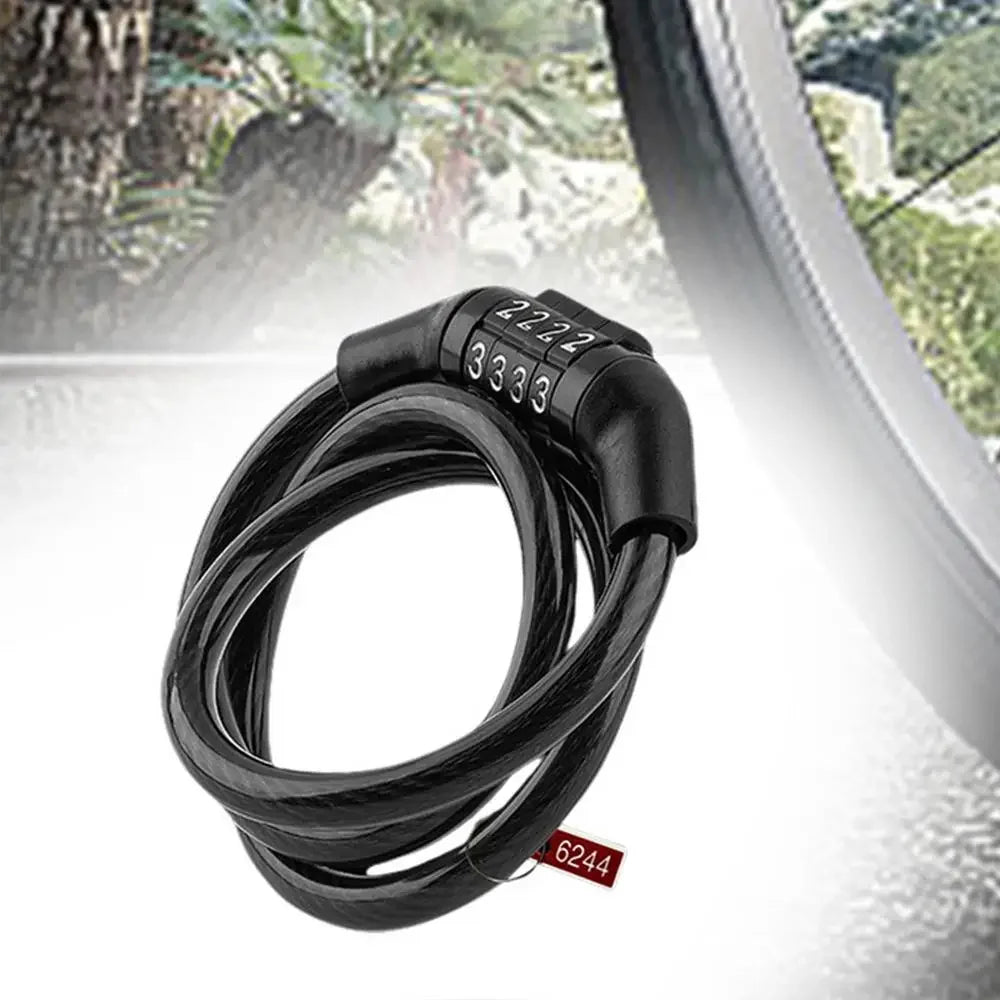 Bicycle Lock with 4-Digit Password, Anti-Theft Lock, Bicycle Safety Accessories, Steel Cable Bicycle Lock