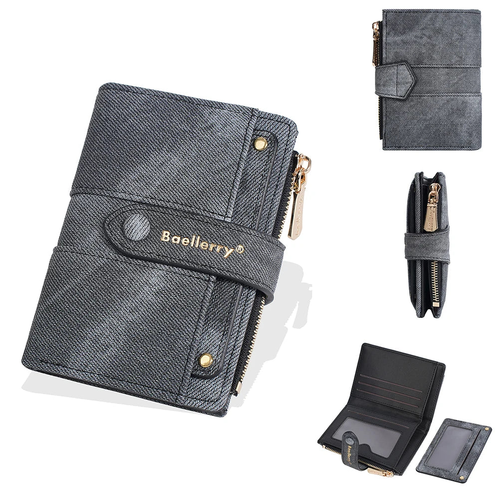 Baellerry New Fashion Women Short Wallets Zipper Coin Bags Top Quality Female Purse Coin Pocket Women's Detachable Card Clip 