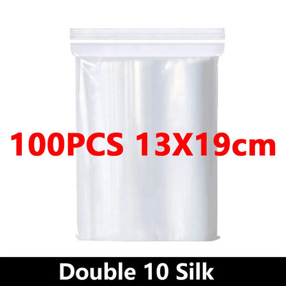100Pcs Thicken Zipper Sealed Bags Clear Plastic Storage Bag for Small Jewelry Food Packing Reclosable Ziplock Sealing Bags - 