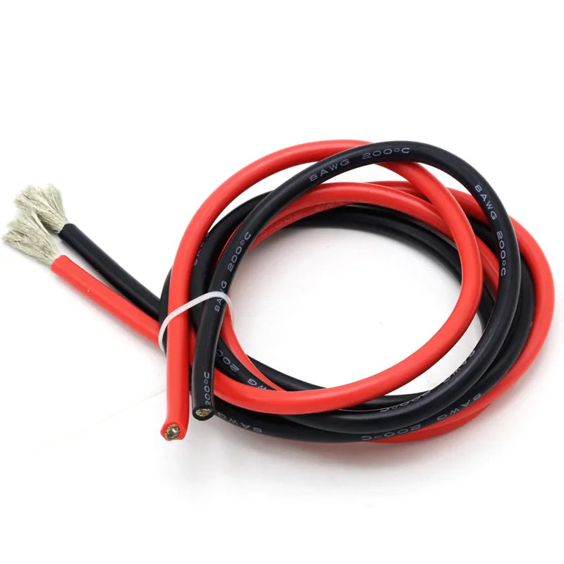 2 Meter Silicon Wire 8 10 12 14 16 18 20 22AWG Heatproof Soft Silicone Silica Gel Wire Cable (1Meter Red+1Meter Black) )