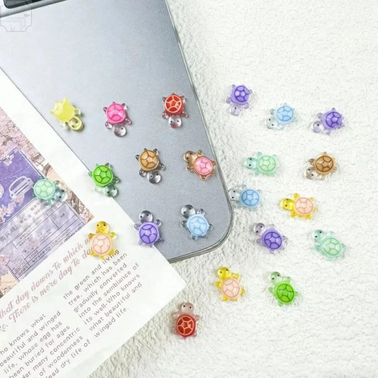 100Pcs Mini Resin Turtles Night Glow Turtle Figurines Multi-Function Glow in The Night Turtle Miniatures for Micro Landscapin