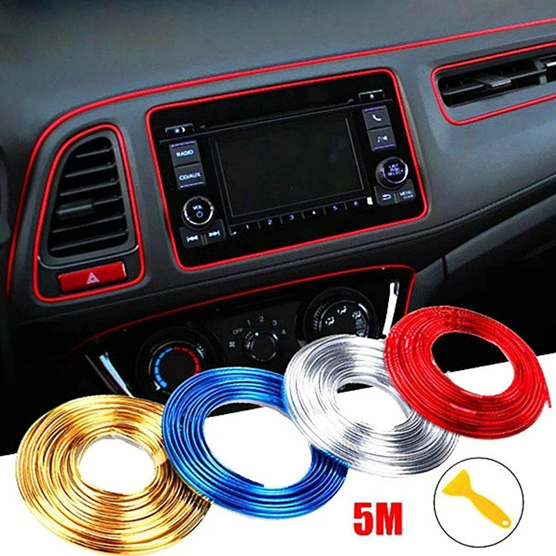 Car Interior Decoration Line Trim Door Center Console Gap Instrument Panel Decorative Line Chrome Glitter Modification Suppli