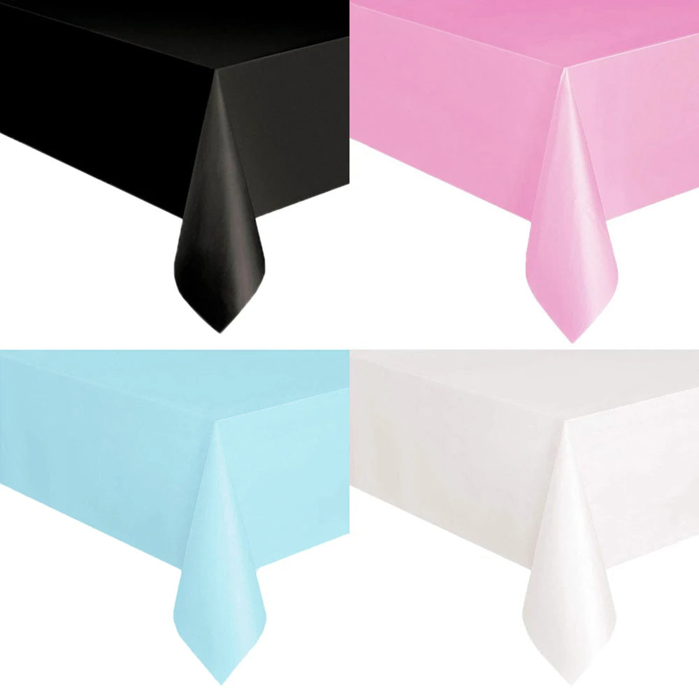 Disposable Tablecloth White Black Pink Gold Table Cover Plastic Birthday Wedding Table Cloth Party Dining Table Decoration Fa