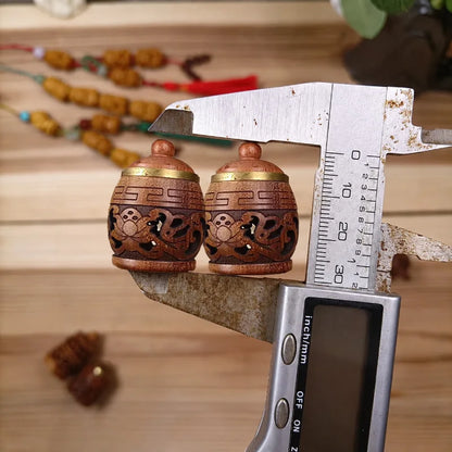 Wood Hollow Carved Aromatherapy Bottle Mini Vase Pagoda Car Hanging Decoration Fragrance Diffuser Bottle Sealed Jar Pendant