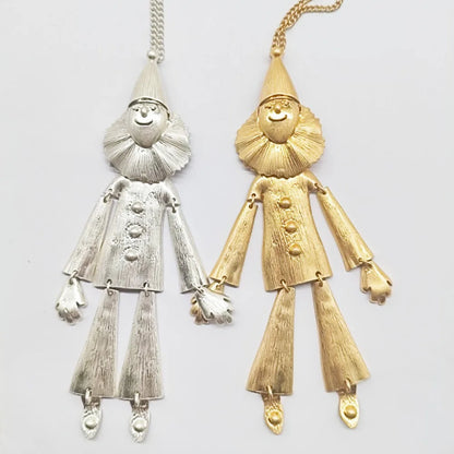 Retro Clown & Swan Pendant Sweater Necklace Rhinestone Inlaid Minimalist Metal Collar Choker Women's Fashion Accessories M101