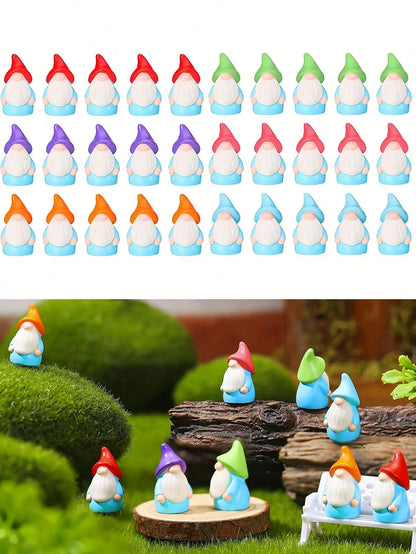 10/20/50/100pcs Mini Resin Gnomes Statues Ornaments Random Color Cute Fairy Miniature Gnome Figurines For Miniature Garden