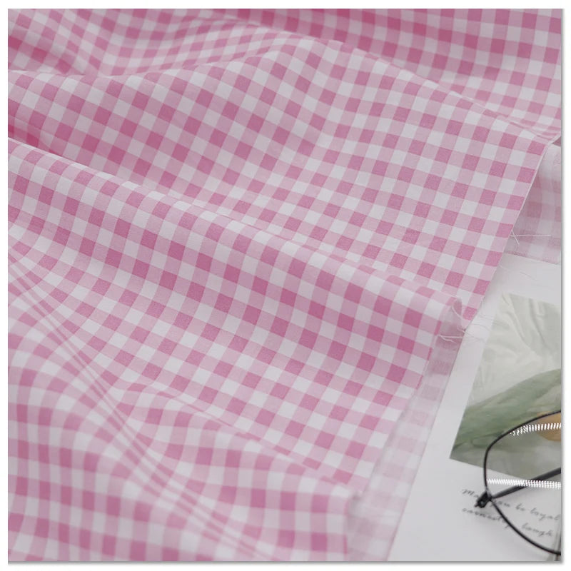 160cm*50cm Pure cotton twill fabric cotton cloth cotton floral 1.6 meters wide pastoral plaid DIY pink fabric - K