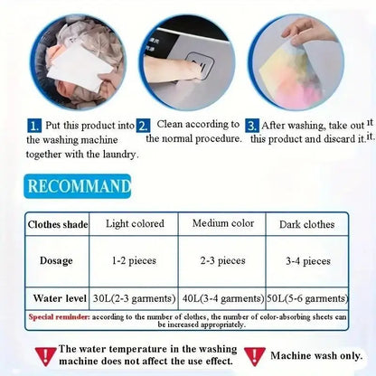 50Color Dye-Resistant Cloth for Laundry，No Chemical Composition，Mixed Laundry Anti-Penetration and Fade Protection，Universal 
