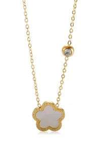 Stainless Steel Vintage Textured Delicate Necklace - C49 White