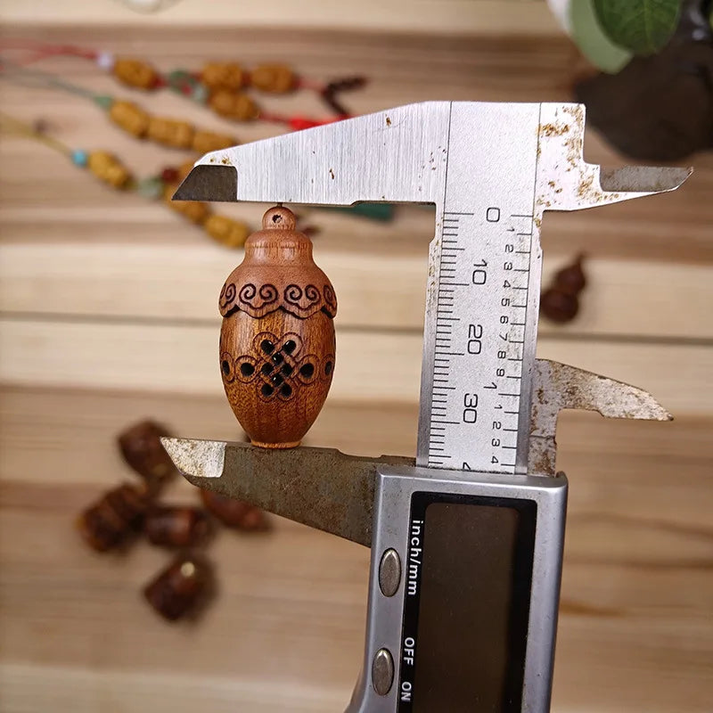 Wood Hollow Carved Aromatherapy Bottle Mini Vase Pagoda Car Hanging Decoration Fragrance Diffuser Bottle Sealed Jar Pendant -