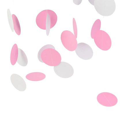 400cm Pink White Flag Banner Circle Paper Bunting Garland, Extra Sparkle for Wedding Teepee Deco Birthday Party Nurser - Mixe