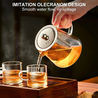 1pc Glass Teapot Heat Resistant Borosilicate Clear Tea Kettle with Removable Stainless Steel Infuser Kettle Kung Fu Teaware S