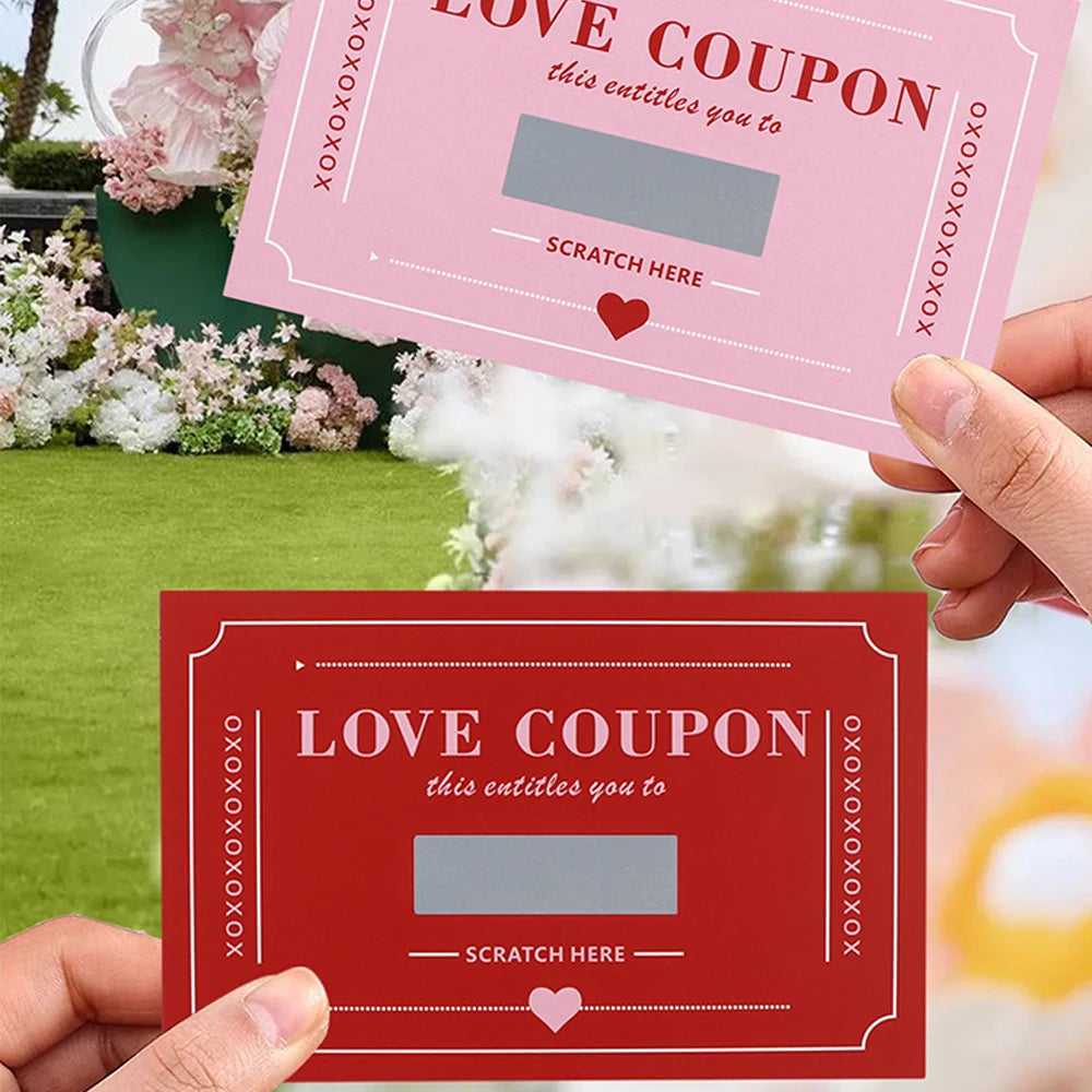 10Pcs/20Pcs Scratch-Off Love Coupons Couple Scratch Off Cards Valentine's Day Wedding Anniversary Creative Gifts