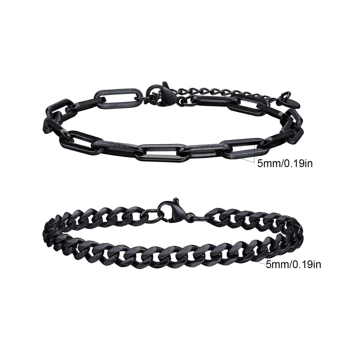 2pcs Men's Chain Bracelets,Stainless Steel Silver Gold Black Color Twist Rope Chain Wristband,Trendy Cuban Link Chains Gift -