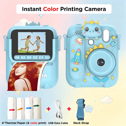 Color Printing Camera Kids Instant Camera 32GB 1080P Thermal Print Digital Camera Print Photo Video Games Music Children Gift