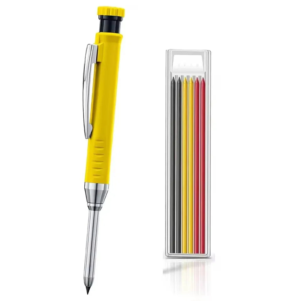 Solid Carpenter Pencil Set Woodworking Tools Mechanical Pencil 5 Colors Refill Construction Job Tools Carpentry Marking Scrib