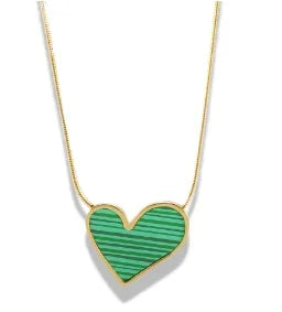 Stainless Steel Vintage Textured Delicate Necklace - C9 Green