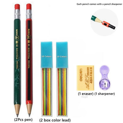 2.0 mm Mechanical Pencils Set 2B Automatic Student Pencils with Sharpener Color Pencil Leads School Pens Kawaii Cute Statione
