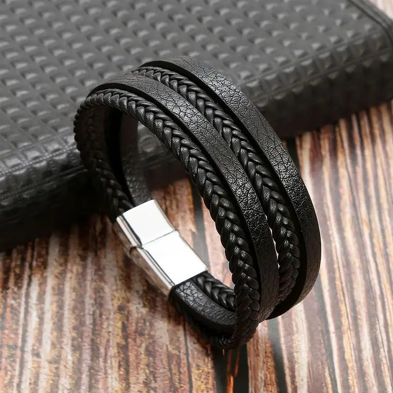 Classic Men's Leather Bracelet New Style Hand-woven Multi-layer Combination Accessory Fashion Man Jewelry - G3 / 23cm