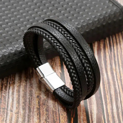 Classic Men's Leather Bracelet New Style Hand-woven Multi-layer Combination Accessory Fashion Man Jewelry - G3 / 23cm