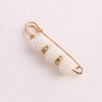 Women New Cute Imitation Pearl Rhinestone Brooch Anti-lighting Skirt Waist Pin Fashion Jewelry Accessories Gifts - 5.5CM  220