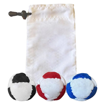 Classic Footbag Hacky Sack 3-Pack with Carry Pouch,Sand-Filled 8-Panel Synthetic Suede Footbag Set for Beginners &Player - 3p