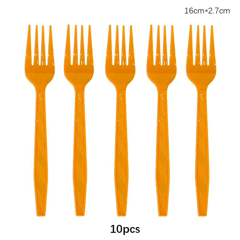 Disposable Knife Fork Spoon Cutlery Set Pink Blue Disposable Tableware Birthday Party Decorations Wedding Baby Shower Supplie