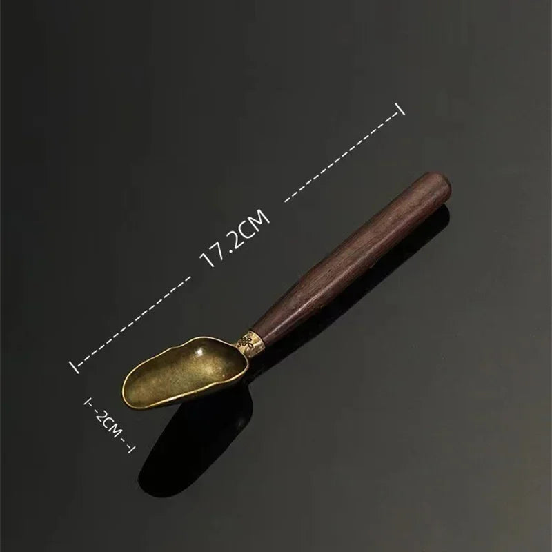 2/1pcs Vintage Ebony Tea Spoon Solid Wood Handle Teaspoon Retro Tea Shovel KongFu Tea Ceremony Accessories Teaspoon Gift - 1p