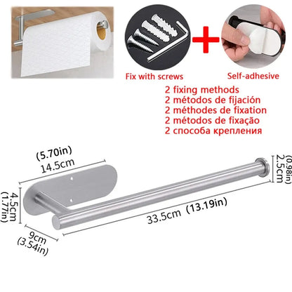 Kitchen Paper Towel Holder Adhesive Tissue Hanger Toilet Roll Paper Dispenser Cabinet Storage Napkin Rack Bathroom Accessorie