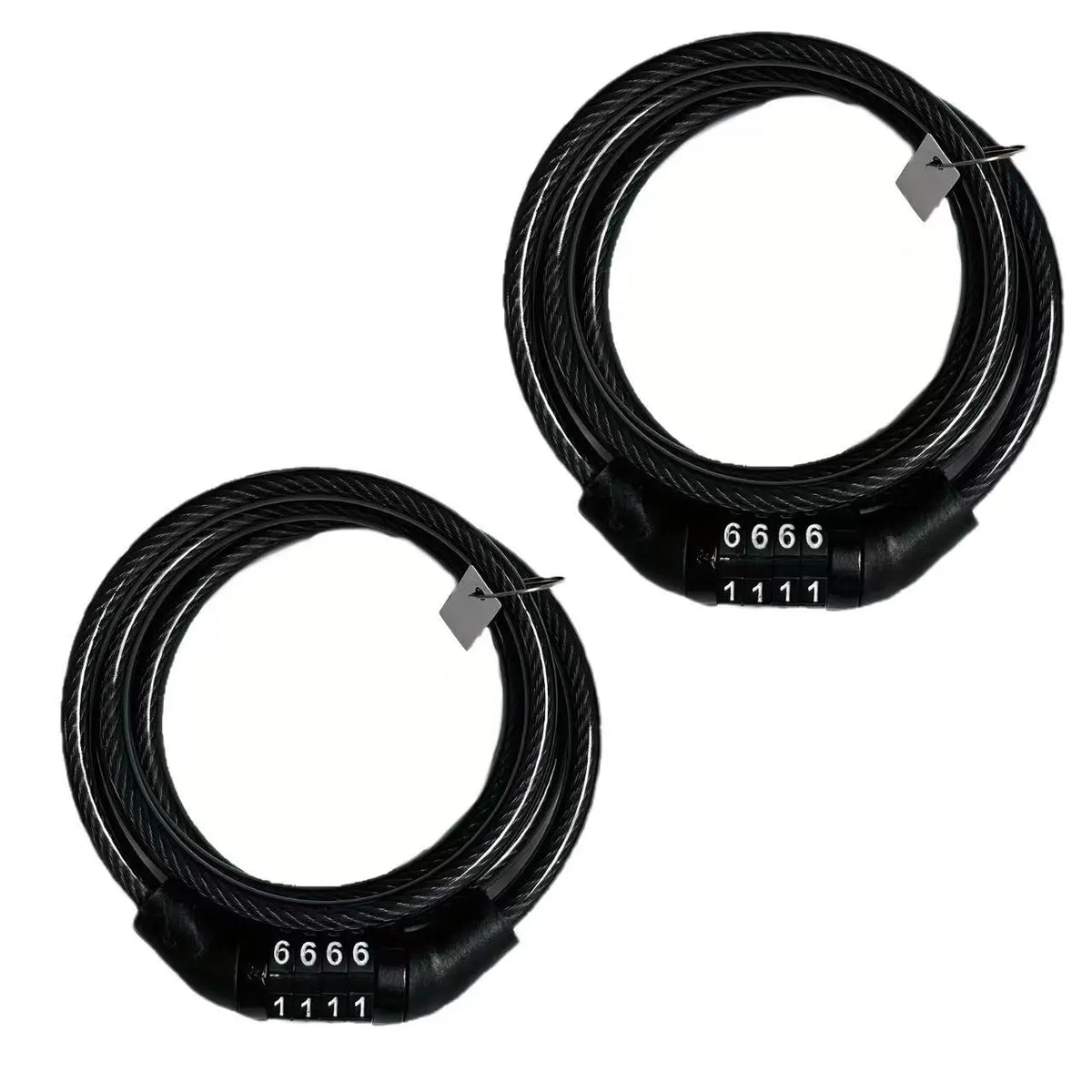 Bicycle Lock with 4-Digit Password, Anti-Theft Lock, Bicycle Safety Accessories, Steel Cable Bicycle Lock - black  2pcs