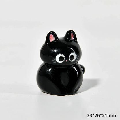 Estatueta de gatos de resina de desenho animado, mini gatinho, ornamentos para casa, criativo, desktop, carro, montado,