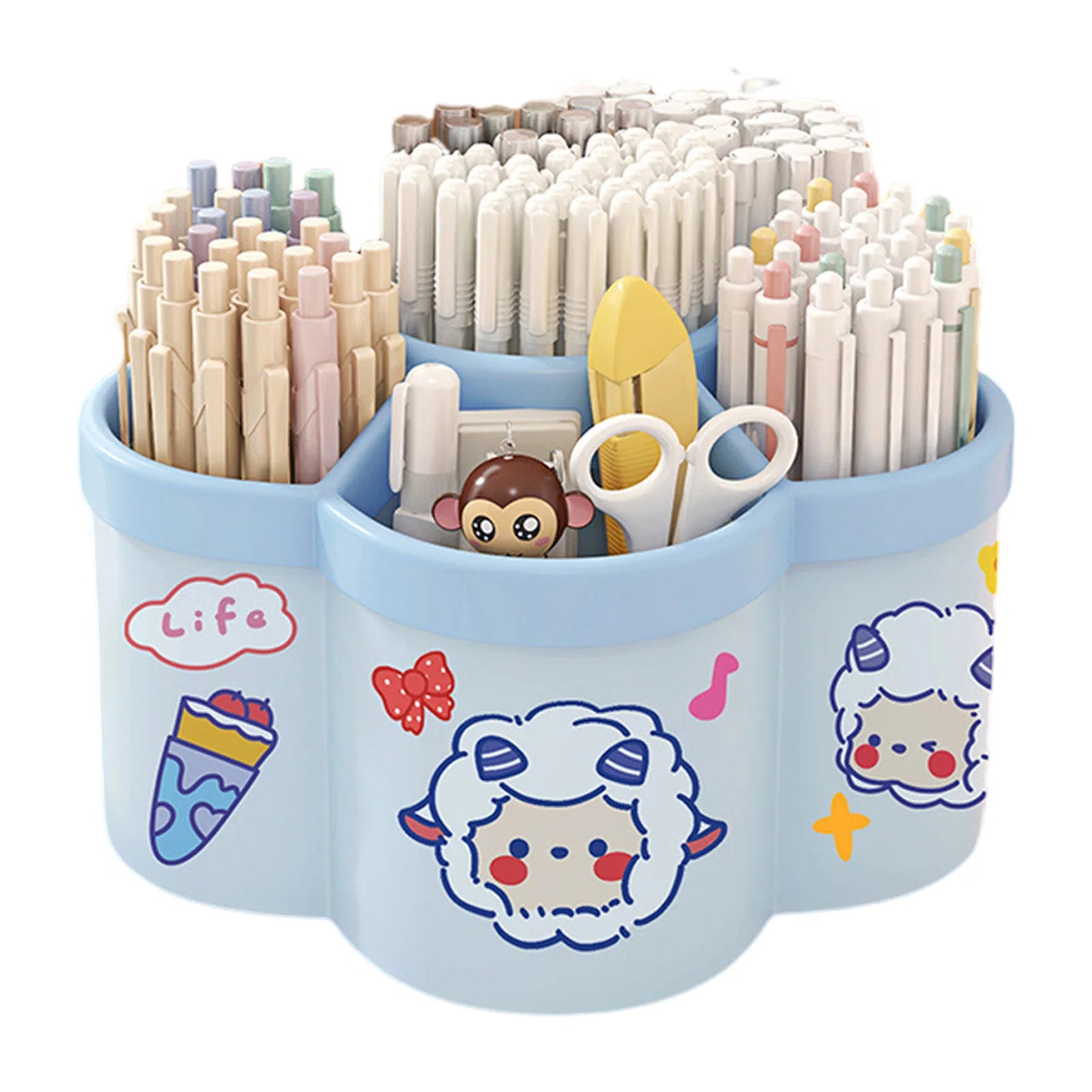Rotating Pen Holder Desk Organizers Large Capacity Pen Storage Box Cosmetic Brush Organization Box Study Dormitory Accessorie