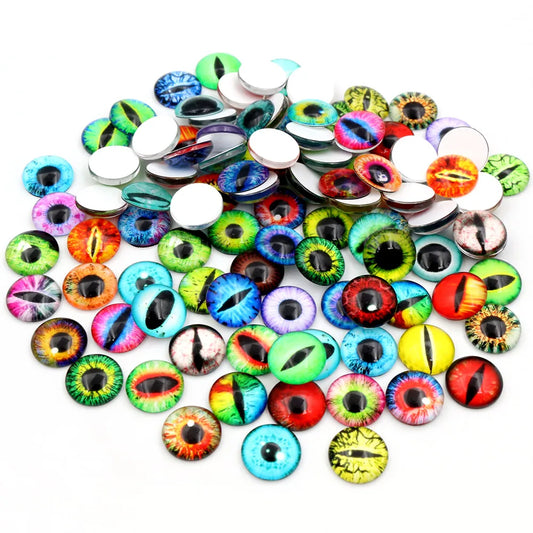 100pcs/50pairs Dragon Eyes Cat Eye Toys Glass Cabochons Dome 6mm 8mm 10mm 12mm Handmade DIY Jewelry Making Accessories Findin