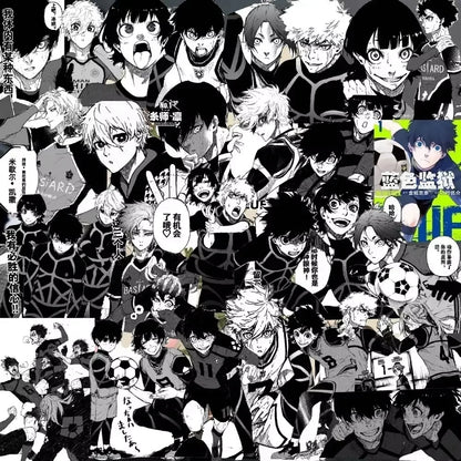 70Pcs Manga Style Blue Lock Black White Anime Sticker Nagi Seishiro Bachira Meguru Stickers Luggage Laptop DIY Sticker Toy
