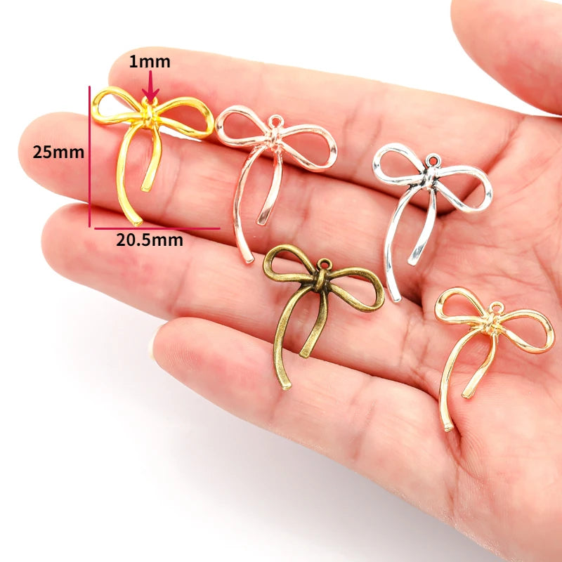 20pcs delicate Bow knot Charms for Bracelet Necklace Pendant Jewelry Making Handmade Crafts diy Supplies 20*25mm N177