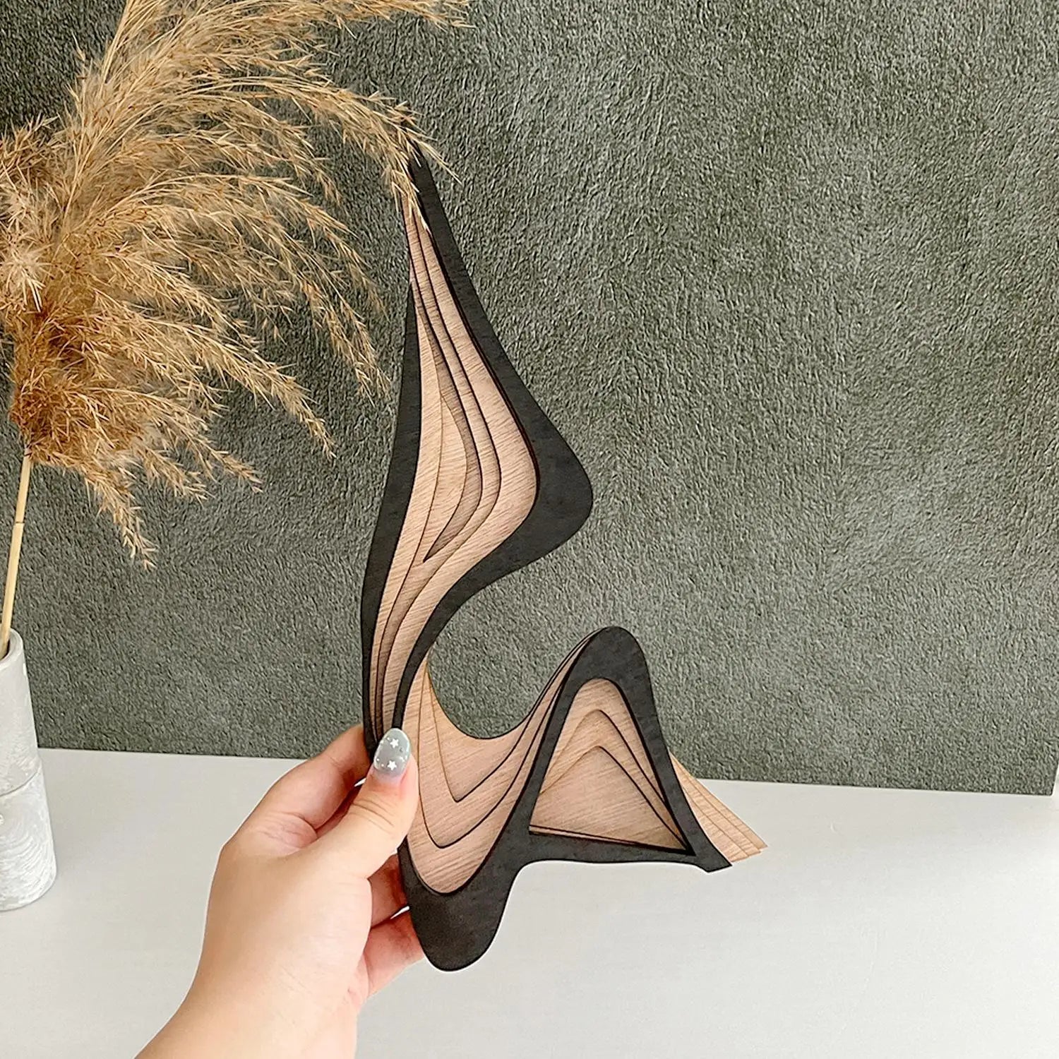 Wooden Sculpture Art Decorative Figurine, Minimalist Irregular Shape Home Decoration, Unique Curved Wood Carving Ornament